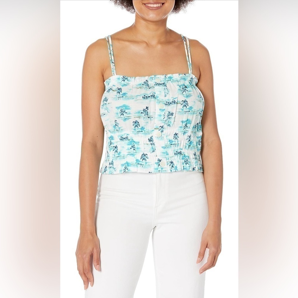 NWT Tommy Jeans Beach print smocked Top SZ XL